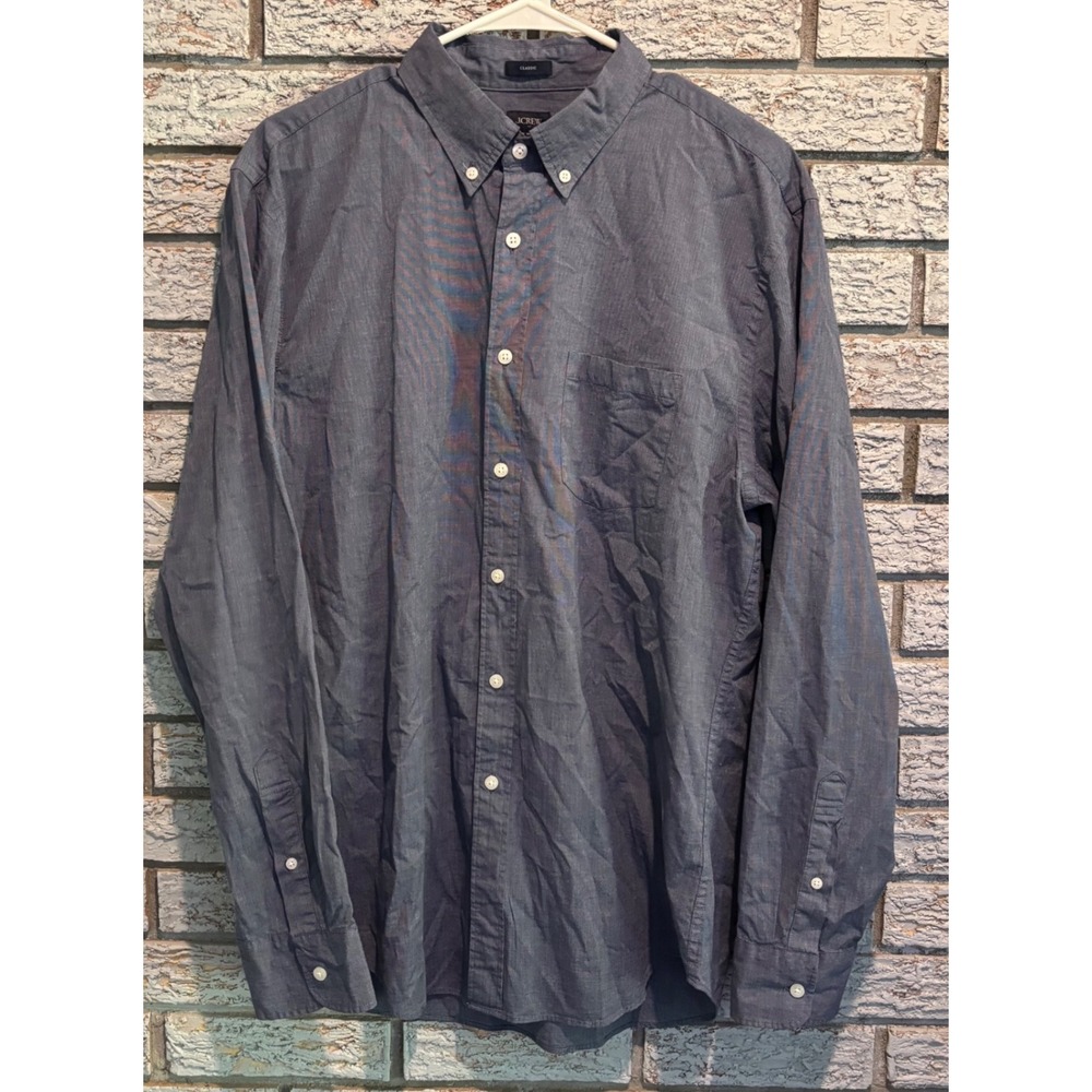 NWT J.Crew Flex Washed Button Down Shirt Blue Classic Fit J5295 Mens L